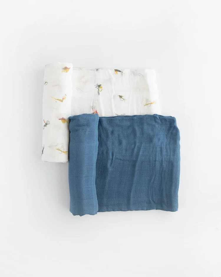 Deluxe Muslin Swaddle Blanket 2 Pack - Gone Fishing 2