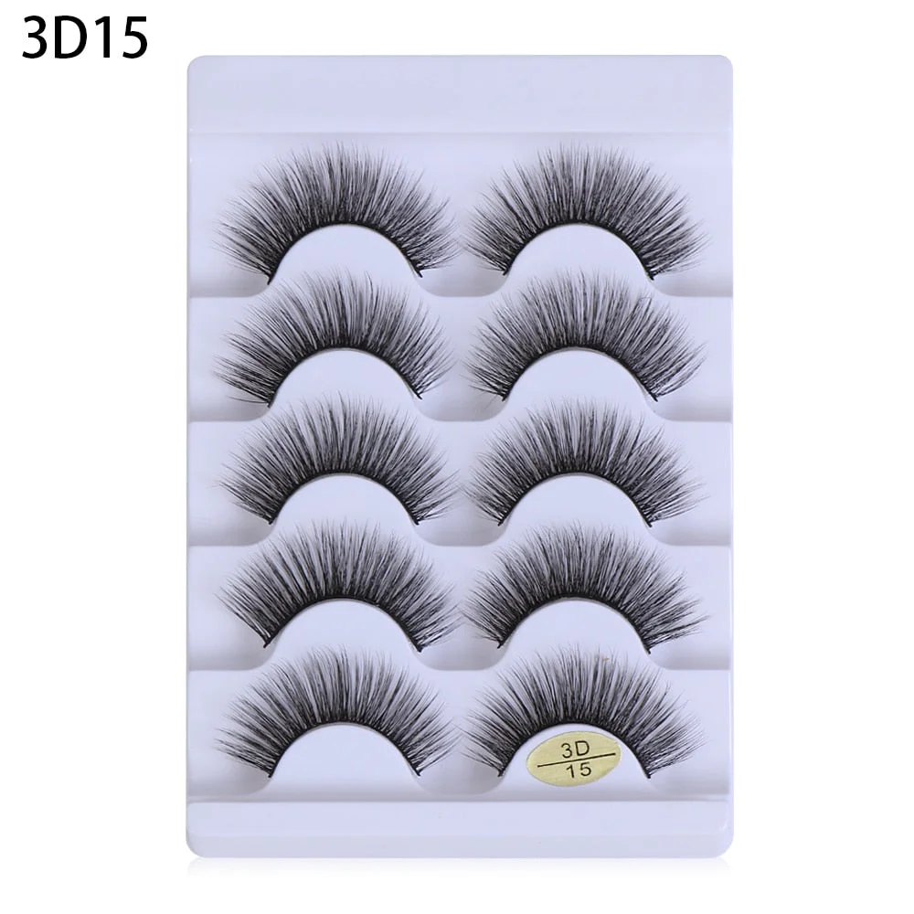 5 pairs of 3D artificial mink false eyelashes small bunch of fluff natural eyelashes manual eyelash extension tool NEW