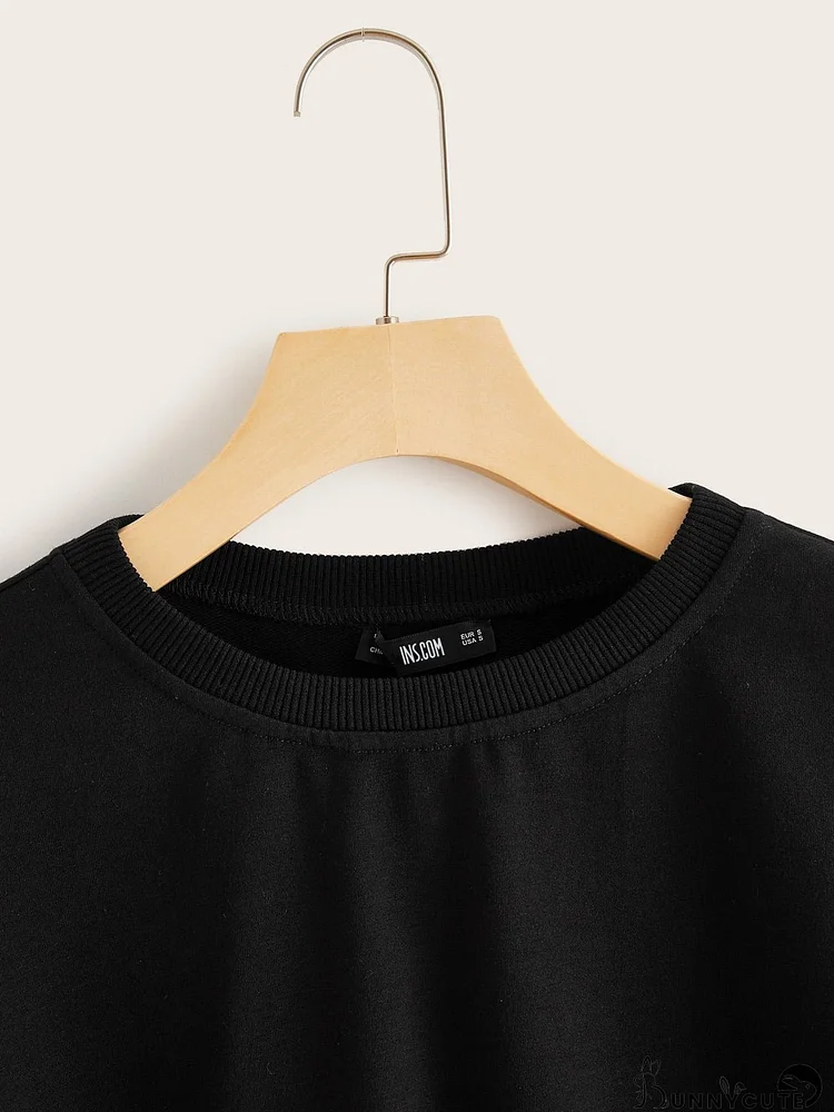 Drop Shoulder Solid Sweatshirt