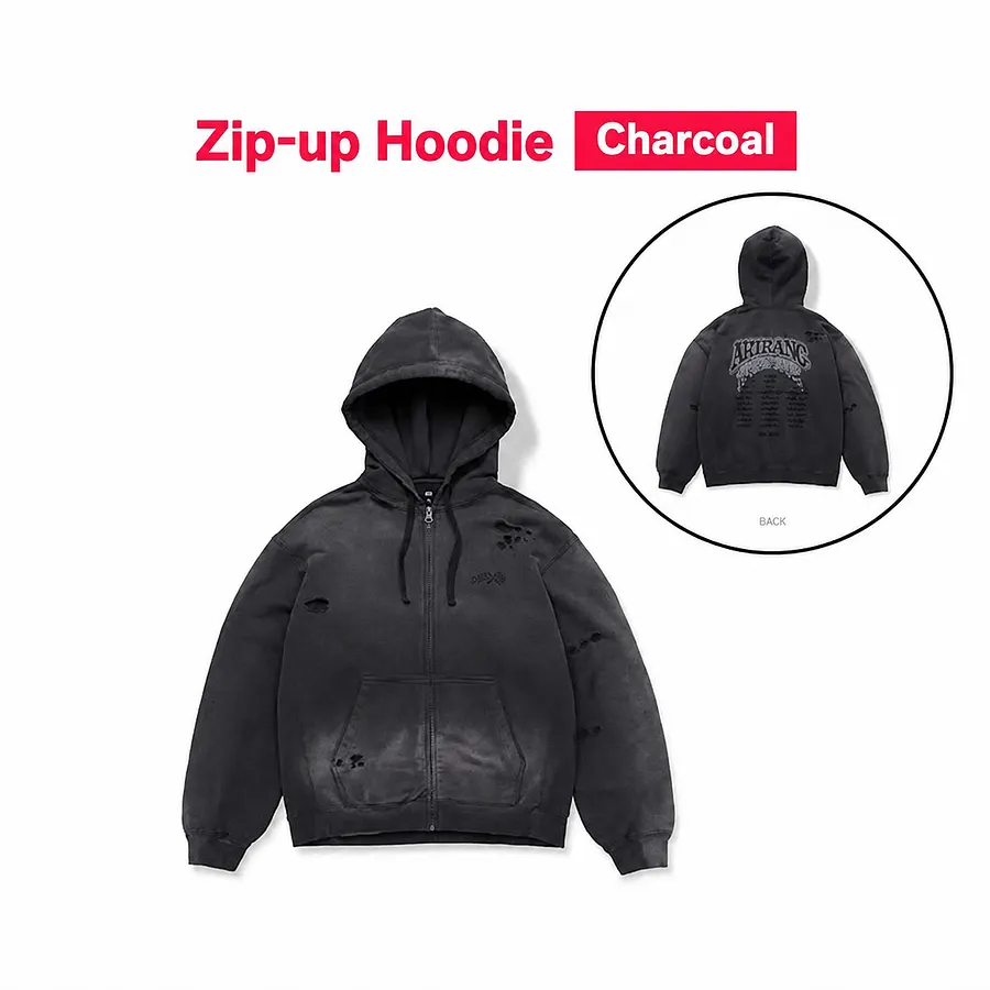BTS Zip-up Hoodie (Charcoal) | 2026 Arirang Tour US Ver. Apparel 💜