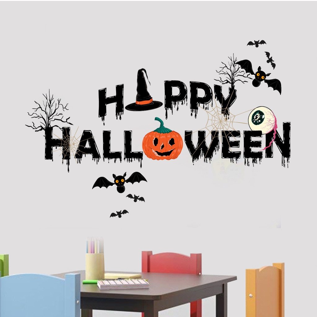 Happy Halloween Bat Pumpkin Wall Stickers 43×18cm