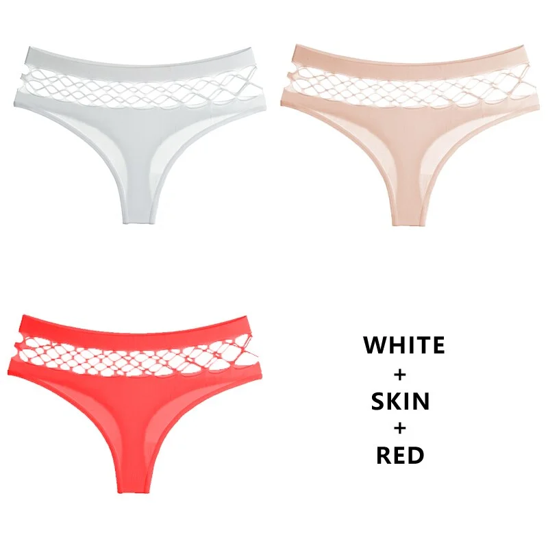 TERMEZY 3Pcs/Lot Hollow Out Lingerie Europe Seamless Sexy Panties Women  Elasticity Underwear Temptation Middle-waist G String