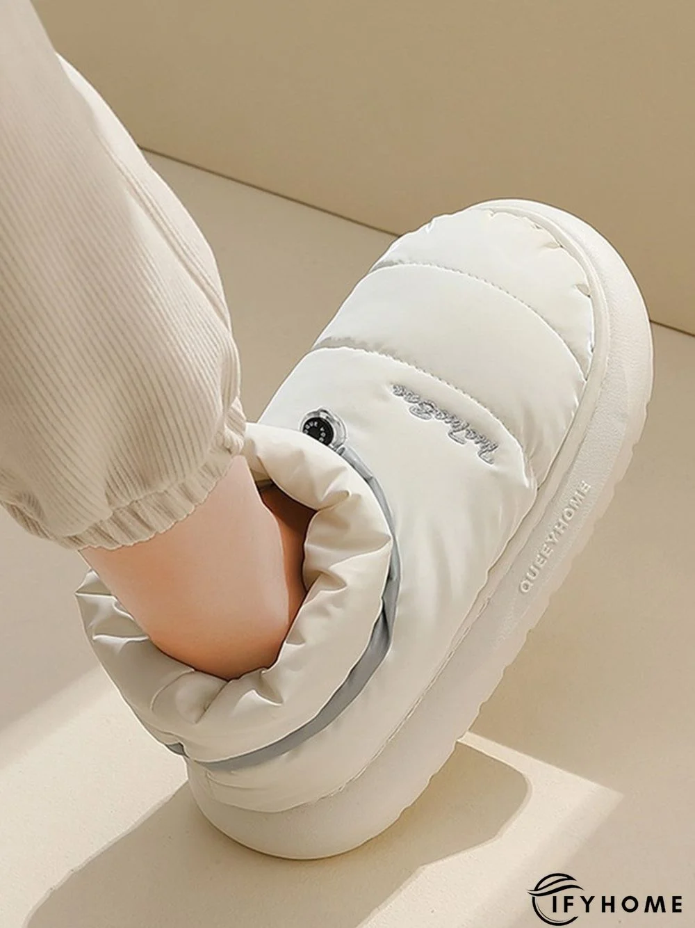 Waterproof Fabric Quilted Non Slip Lined Slipper Boots | IFYHOME