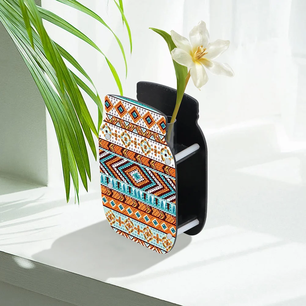 Mandala Acrylic Double Sided Special Shape Diamond Painting Vase for Home