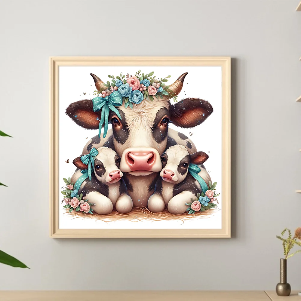Diamond Painting - Full Round Drill - Cow Family(Canvas|30*30cm)