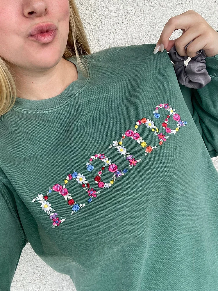 Mama Embroidered Floral Sweatshirt