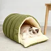 Warm Enclosed Cat Bed Cozy Plush Cats Tent Calming Pet Nest Cave for Cats Dogs