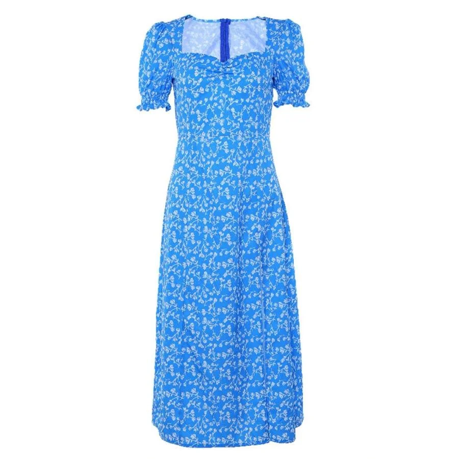 Vintage Summer Square Neck Floral Dress
