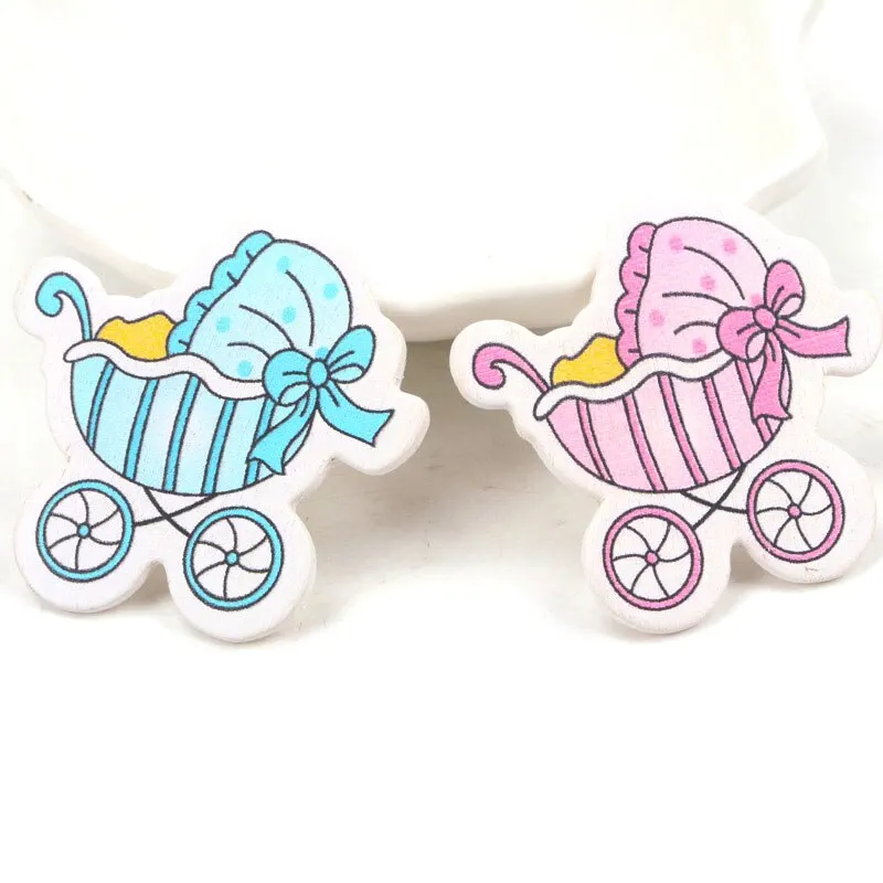 Blue/Pink Baby Series Pattern Scrapbooking Craft DIY Wood For Handmade Sewing Home Kids Birthdays Party Decorations 20pcs 35mm