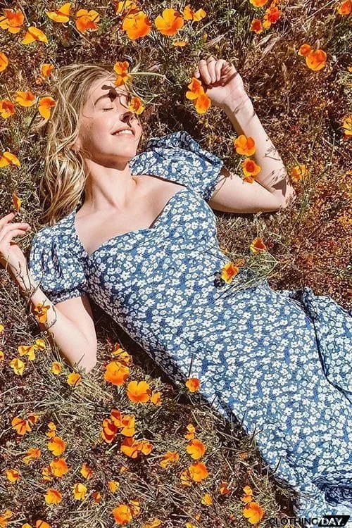 Print Slit Short Sleeve Dress