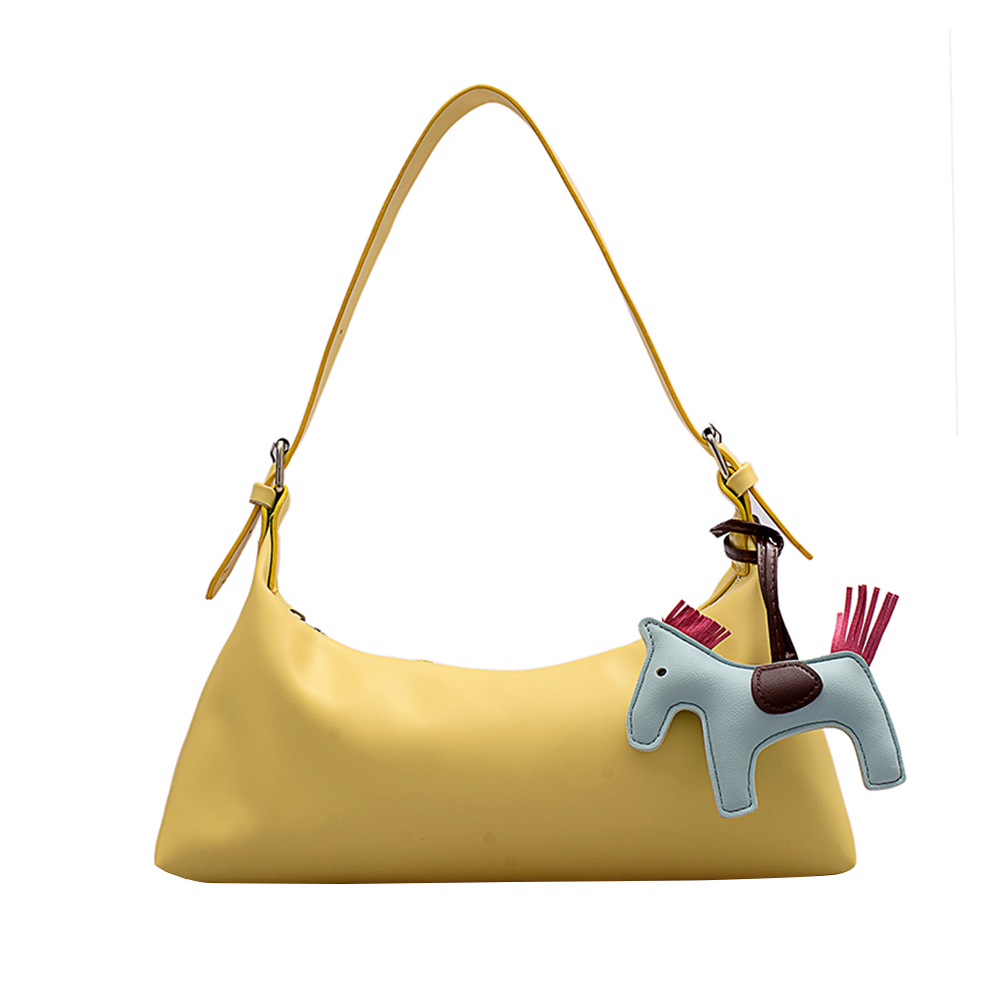 

Women Pure Handbag Elegant PU Leather Pony Pendant Shoulder Bag -3 Yellow, 501 Original