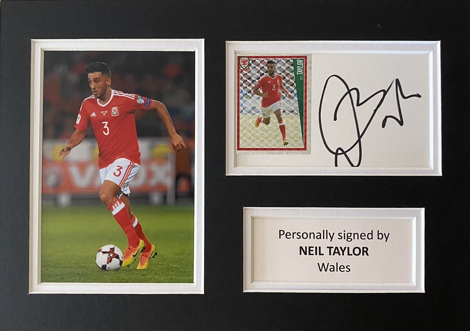 Neil Taylor Hand Signed White Card In A4 Wales Mount Display