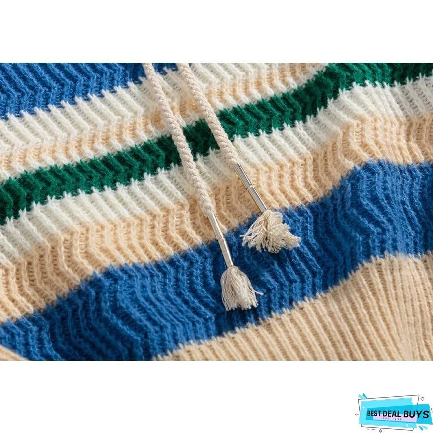 Detachable Drawing Striped Sweater