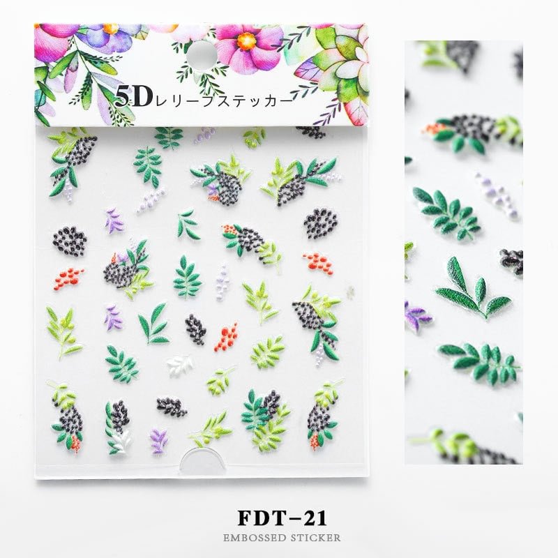 Nail Stickers Embossed 5D Elegant Flower Series Lace Designs Back Glue Nail Decals Tips For Beauty Salons