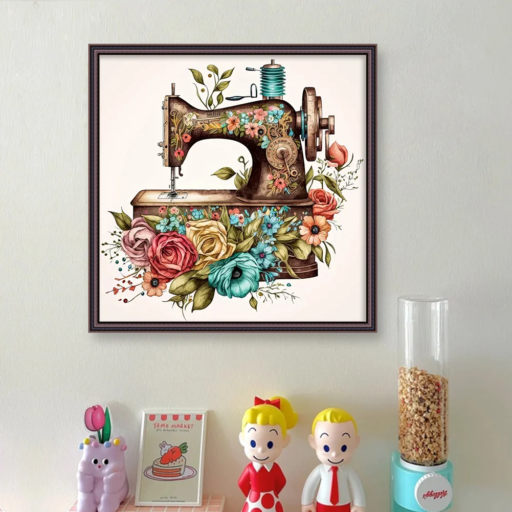 14CT Full Counted Cross Stitch - Sewing Machine(Canvas|40*40CM)