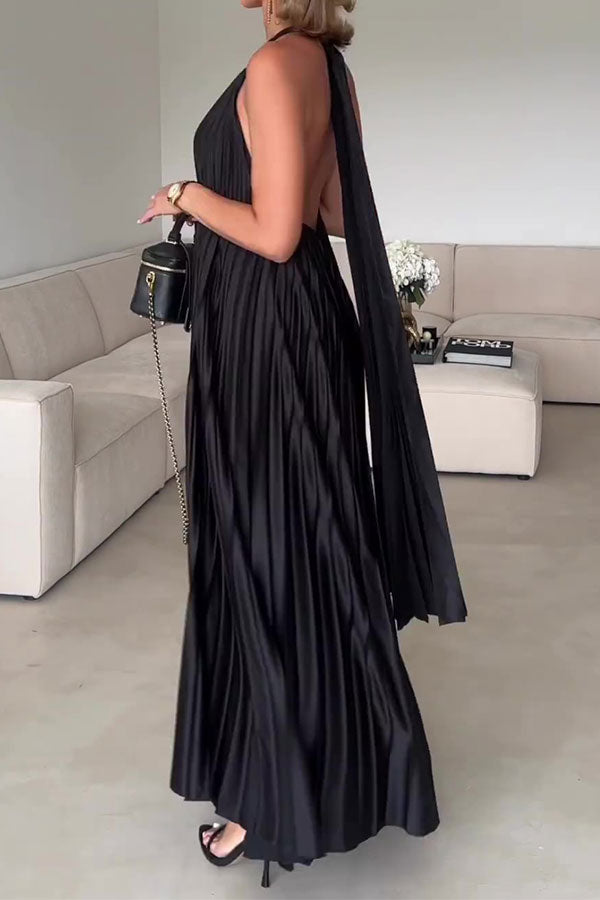 Long Sleeves Belted Solid Color Heaps Collar Maxi Dresses