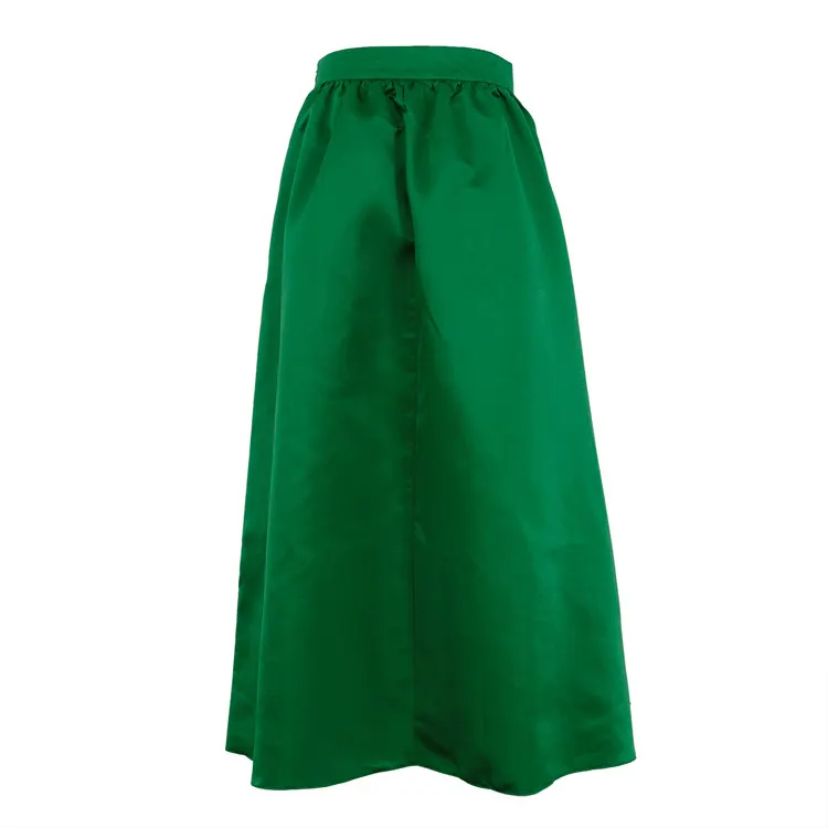 Churchf Churchf Women's Wear 2024 New Satin Green Skirt Skirt Female Summer Simple And Versatile High Waist Big Umbrella Skirt