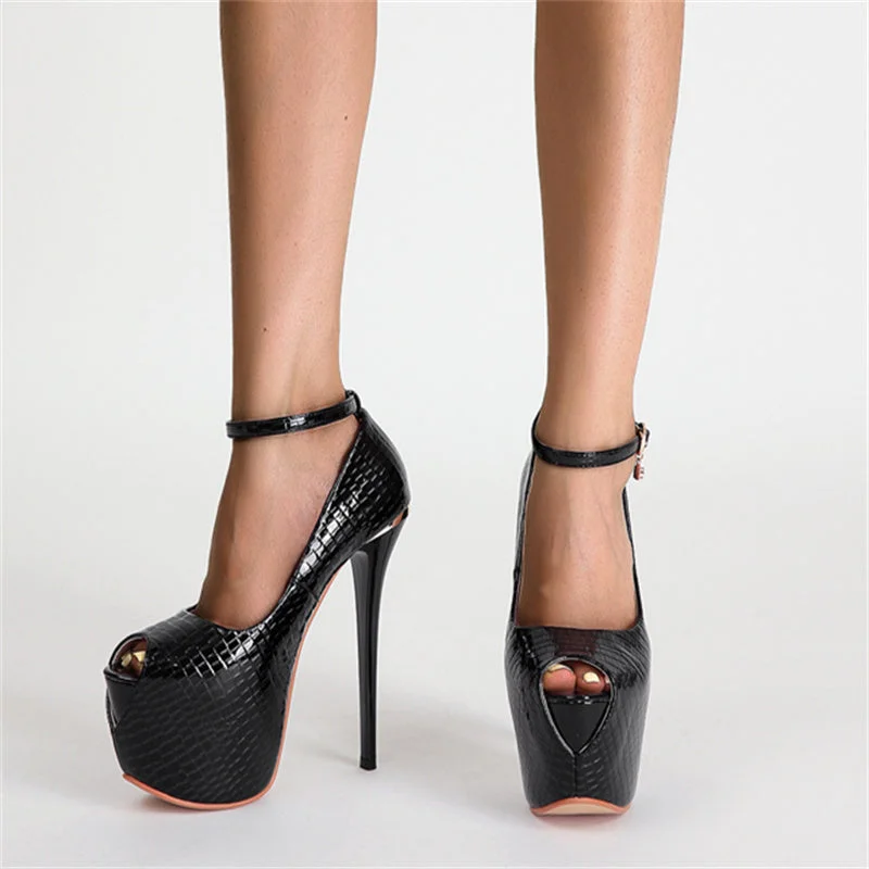 Women Sandals Open Toe Platform 17Cm Super High Buckle Pumps Nightclub Party Shoes Dancing Shoes