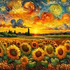 Diamond Painting-5D Full Round Drill Sunflower Landscape(40x40cm)