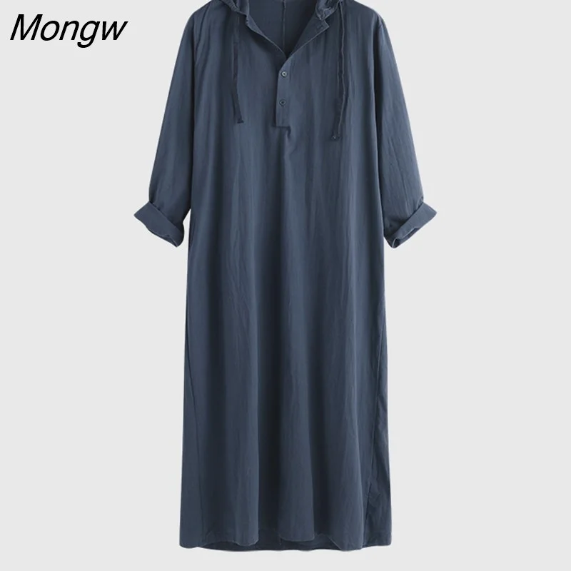 Mongw Men Muslim Robe Hoodies Kaftan Saudi Arabic Dubai 2023 Caftan Long Sleeve Arabic Islamic Jubba Thobe Man Clothing S-5XL