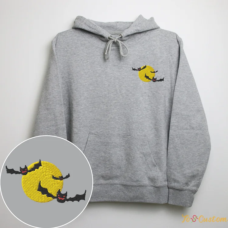 TOSCUSTOM™ Personalized Embroidered Halloween Bats Moon Hoodie Party Clothes