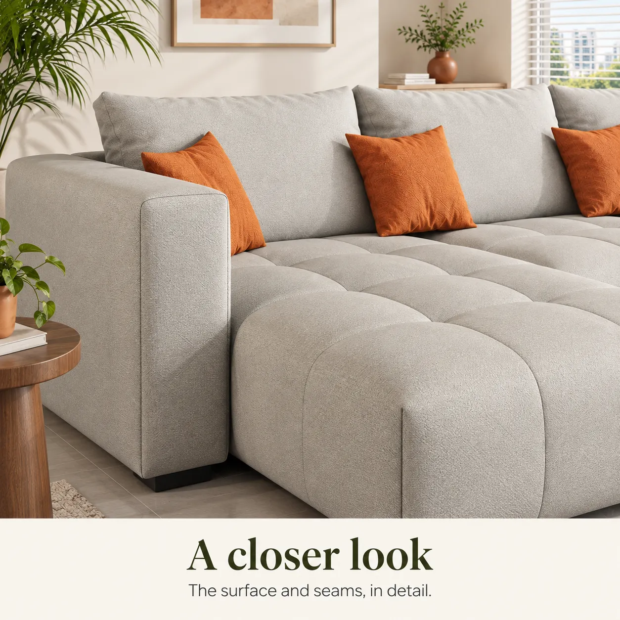M02 Chaise Sectional Sofa - Light Grey — Product view 3