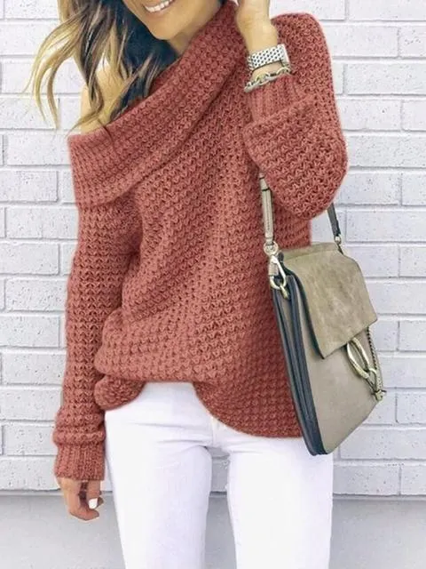Solid Color Turtleneck Knitted Sweater