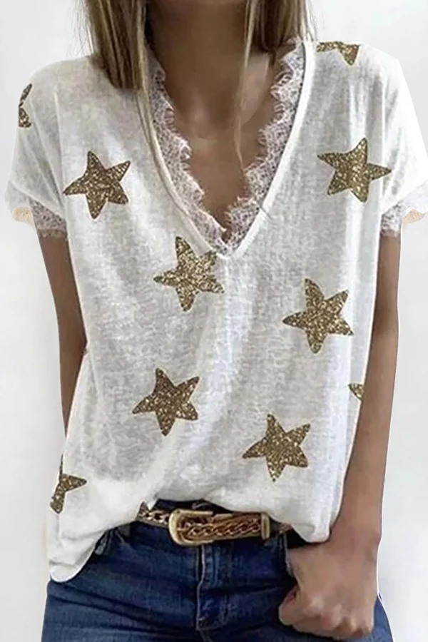 Sequined Star Loose T-Shirt