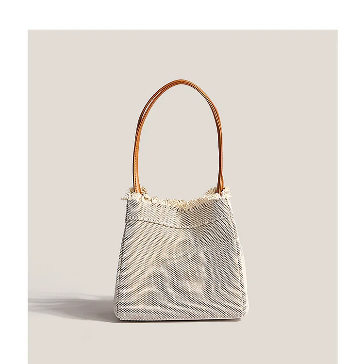 Brocade Women's Mini Cute Handbag Fashionable and Trendy Cowboy Canvas Small Water Bucket Versatile Vegetable Basket Bag_ viptrois