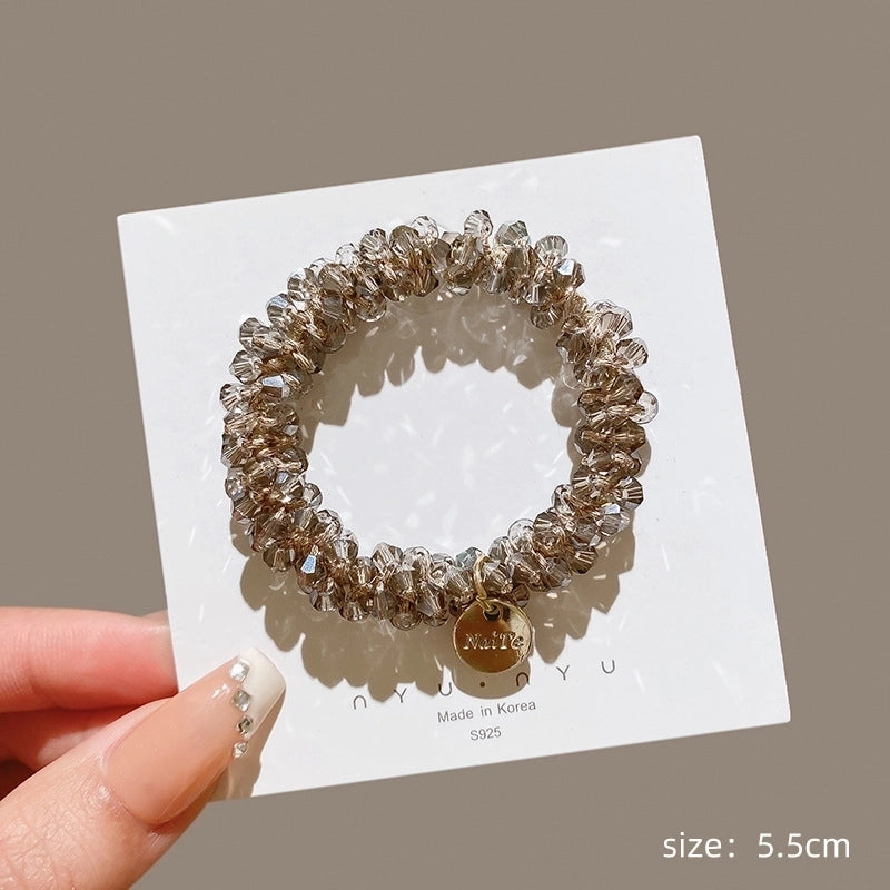 Women’s Sweet Geometric Artificial Pearl Beaded Inlay Rhinestones Hair Tie