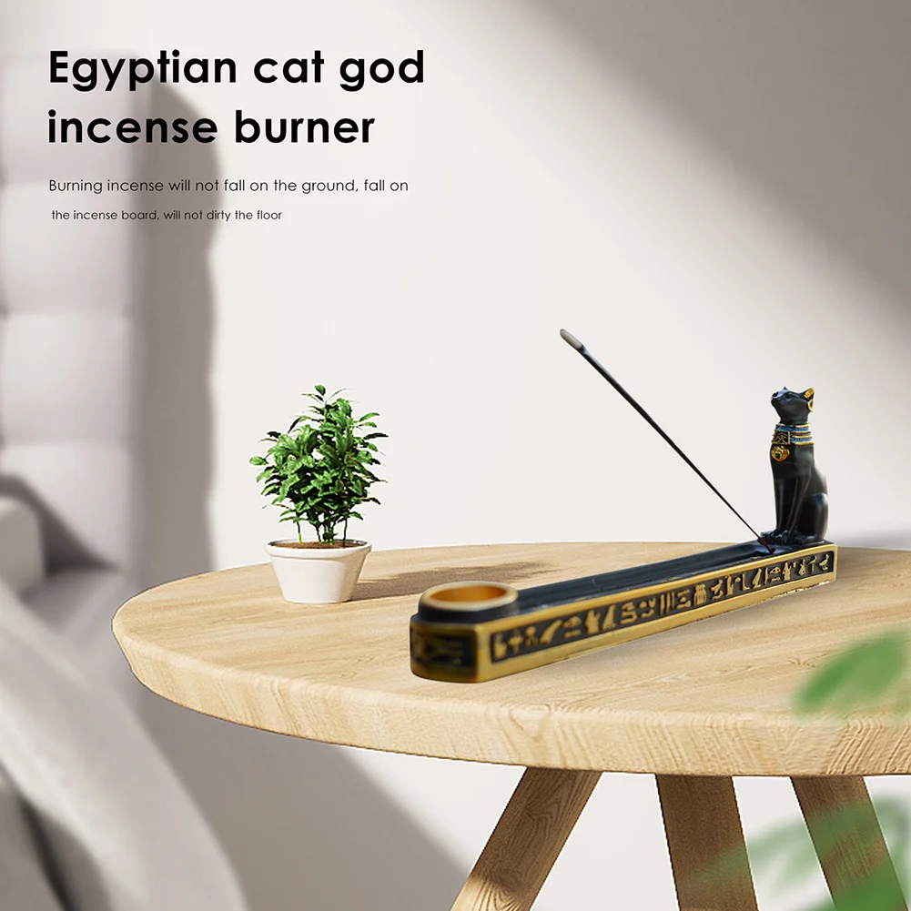 Egyptian Mythology Bastet Cat Resin Craft Incense Burner Holder Censer Base
