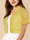 Contrast Lace Open Front Short Sleeve Cardigan for Women