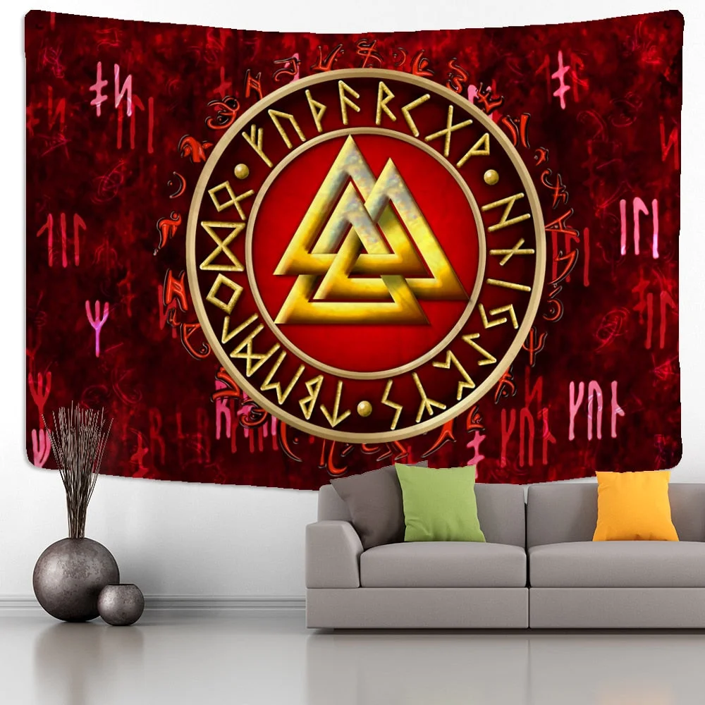 Rune Art Tapestry Wall Hanging Psychedelic Witchcraft Hippie Reaper Tapiz Tarot Mystery Room Home Decor