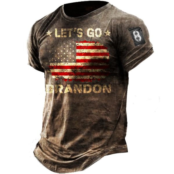 Let's Go Brandon Travel Men's Vintage Outdoor Tactics Short Sleeve Shirt-Compassnice®