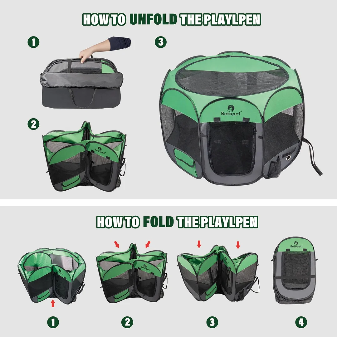 BEBANG Pop up Dog Playpen, Portable Pet Playpen for Cat, Puppies, Rabbits, Chickens, Foldable Pet Tent for Indoor Outdoor Travel Camping, M