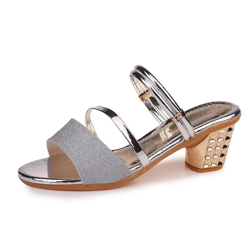 Breakj Breakj Summer New Korean Version Of Sandals Women Coarse Heel In The Toe And Wear Two Thick And Cool Drag Women Shoes