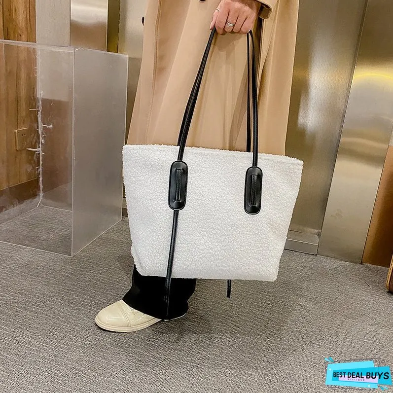 Top Handle Plush Tote Bag
