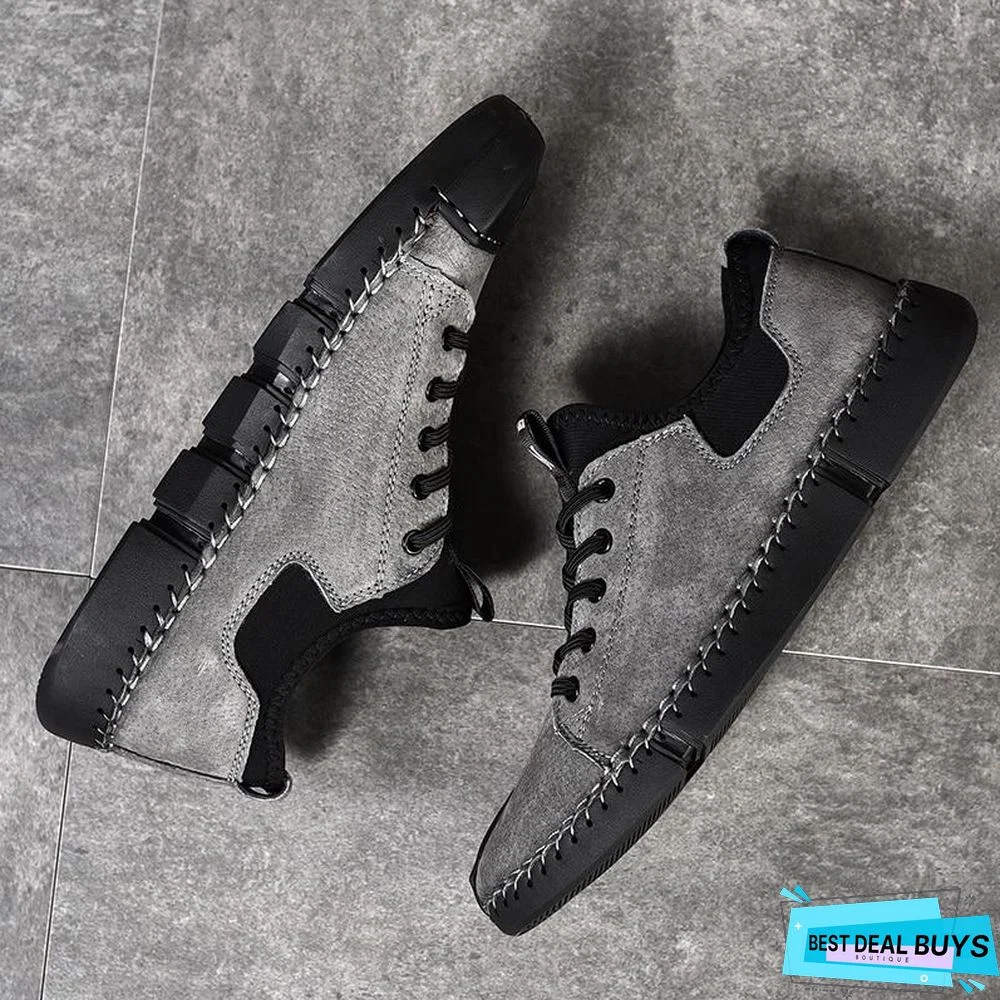 Men Leather Casual Big Size Flats Shoes