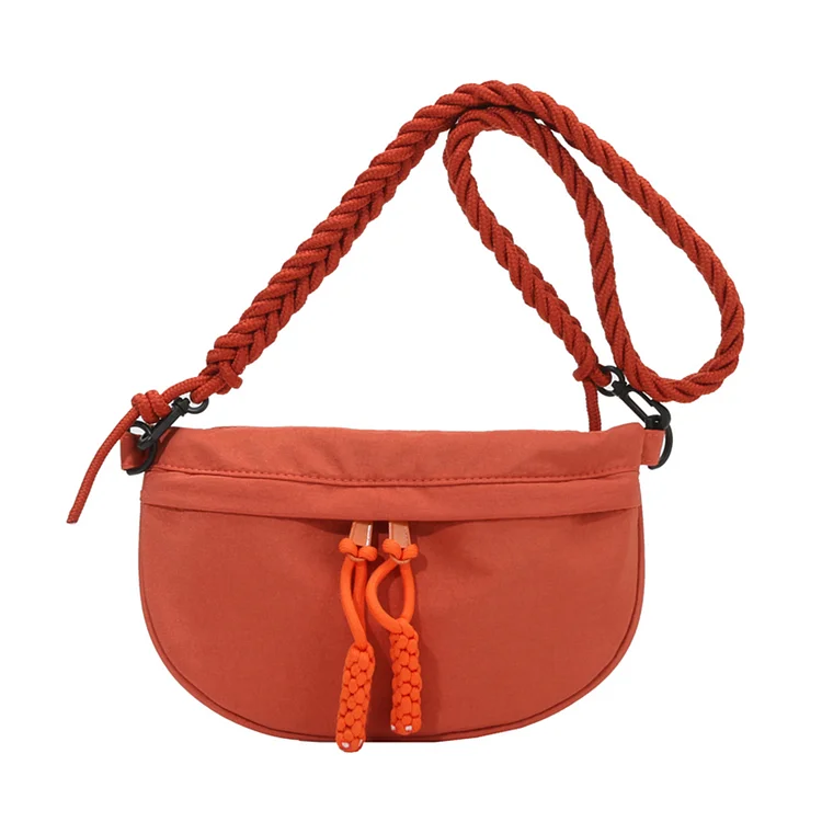 Women Chest Bag Casual Canvas Solid Running Waist Bag Travel Hiking Bag (Orange)