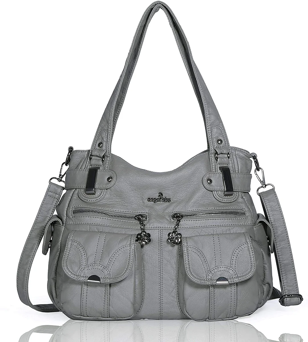 Women's Handbag Large Double Zipper Multi Pocket Washed Shoulder bag Designer Handbags for Women