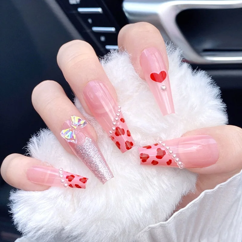 24pcs/set Acrylic Fake Nails Full Cover False Nail Art Tips 10 Sizes Fashion Designs With Nail Adhesive Sticker Coffin Nails-Nail Inspo