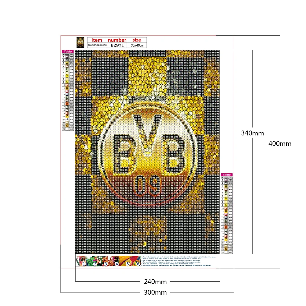 Diamond Painting - Full Round Drill - Dortmund Badge(30*40cm)