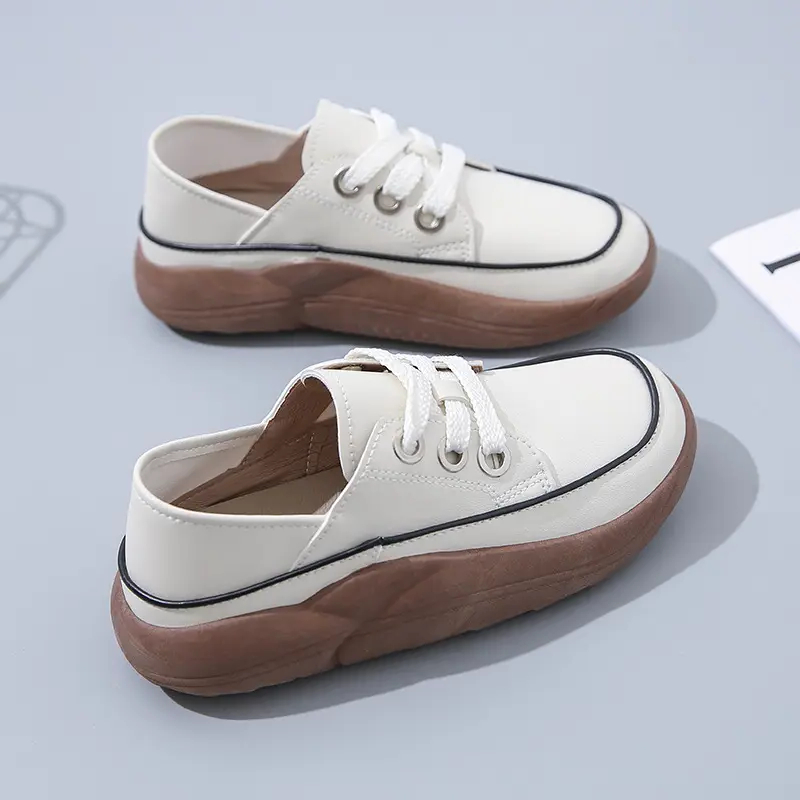 Women's Chunky Platform Loafers - Slip-on Heightening Shoes Round Toe Beige