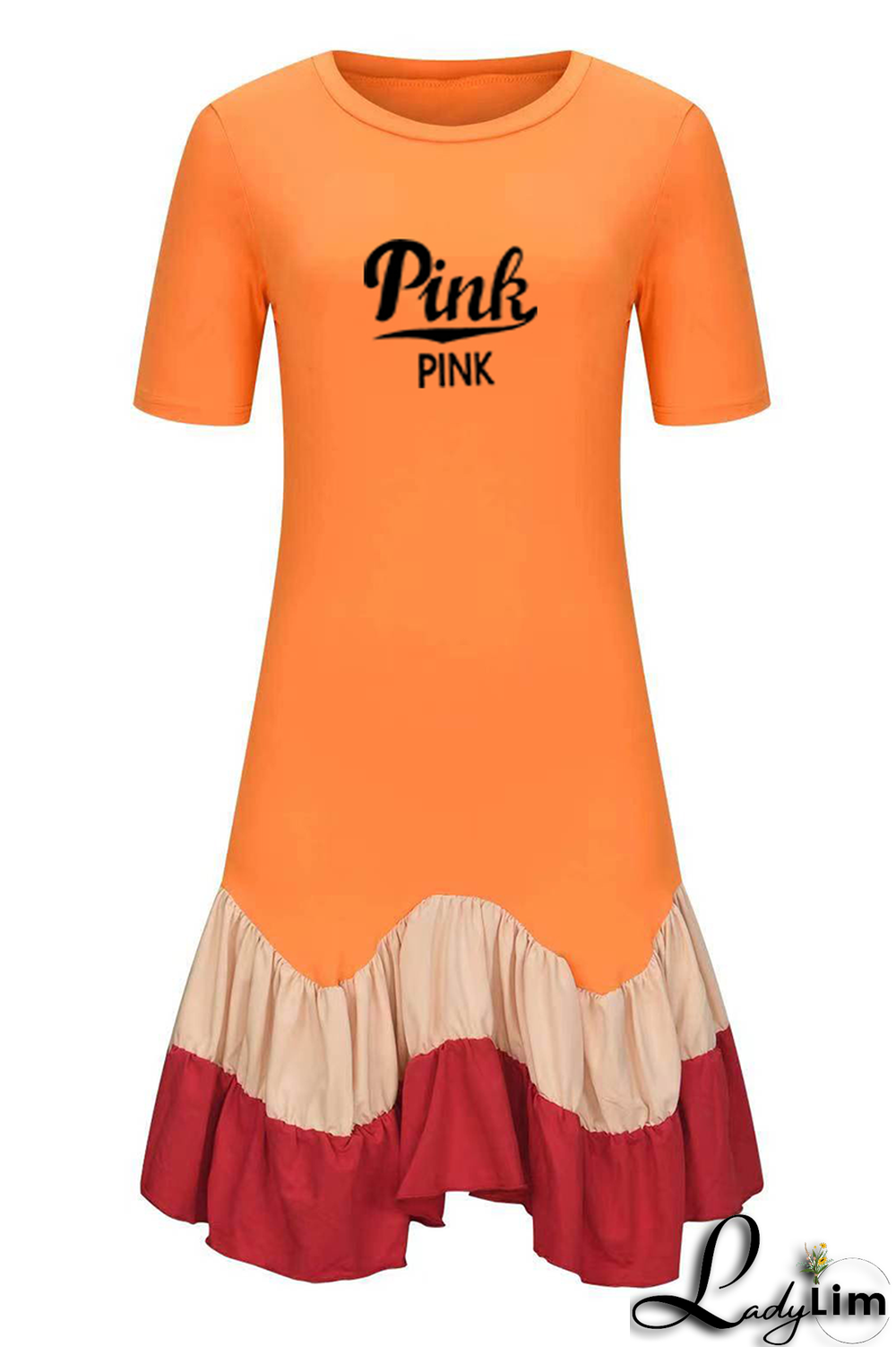 Black Casual Print Flounce O Neck Cake Skirt Dresses