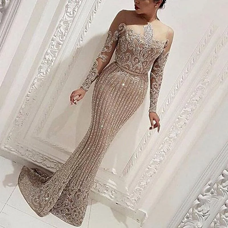 Sexy Long Dress Women Sleeveless Solid Sequin Evening O Neck High Street Dance Wedding Prom Party Night Fashion Dresses Top
