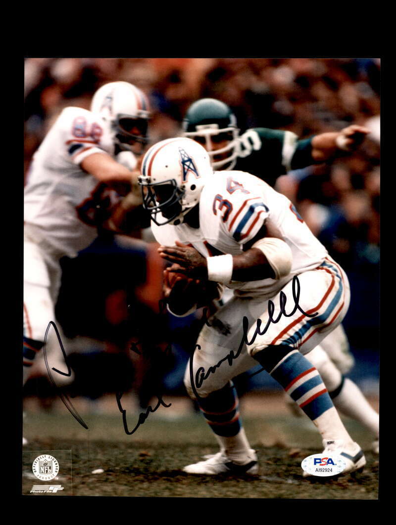 Earl Campbell PSA DNA Coa Signed Oilers 8x10 Autograph Photo Poster painting