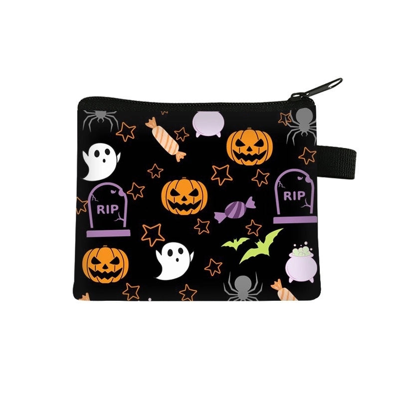 Children Unisex Pumpkin Ghost Star Polyester Side Zipper Wallets