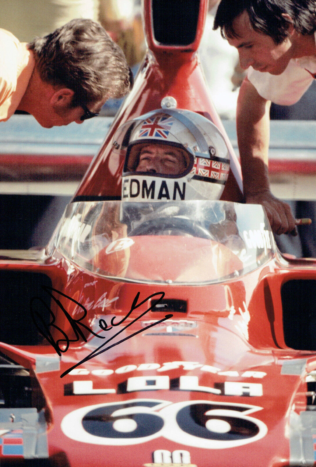 Brian REDMAN SIGNED 12x8 Photo Poster painting AFTAL COA Autograph Steed LOLA Racing Driver