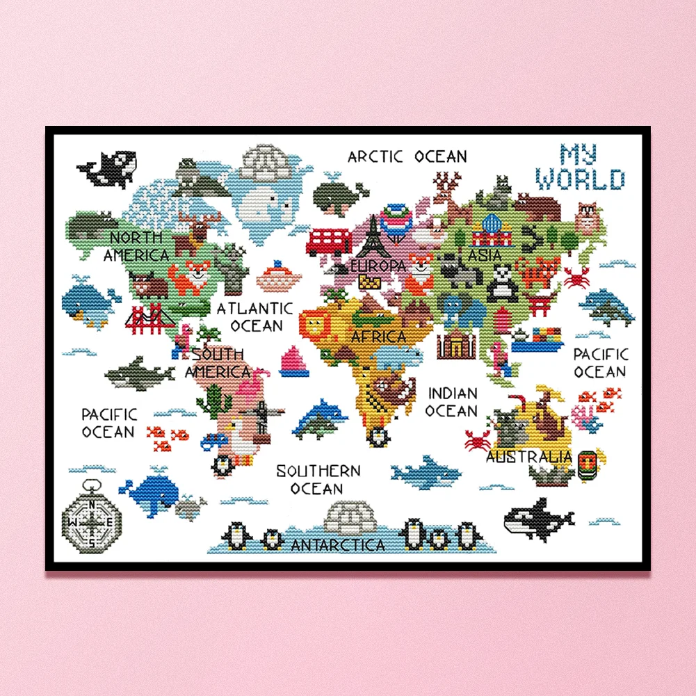 14CT Counted Cross Stitch - Animal Worl(Canvas|40*53CM)