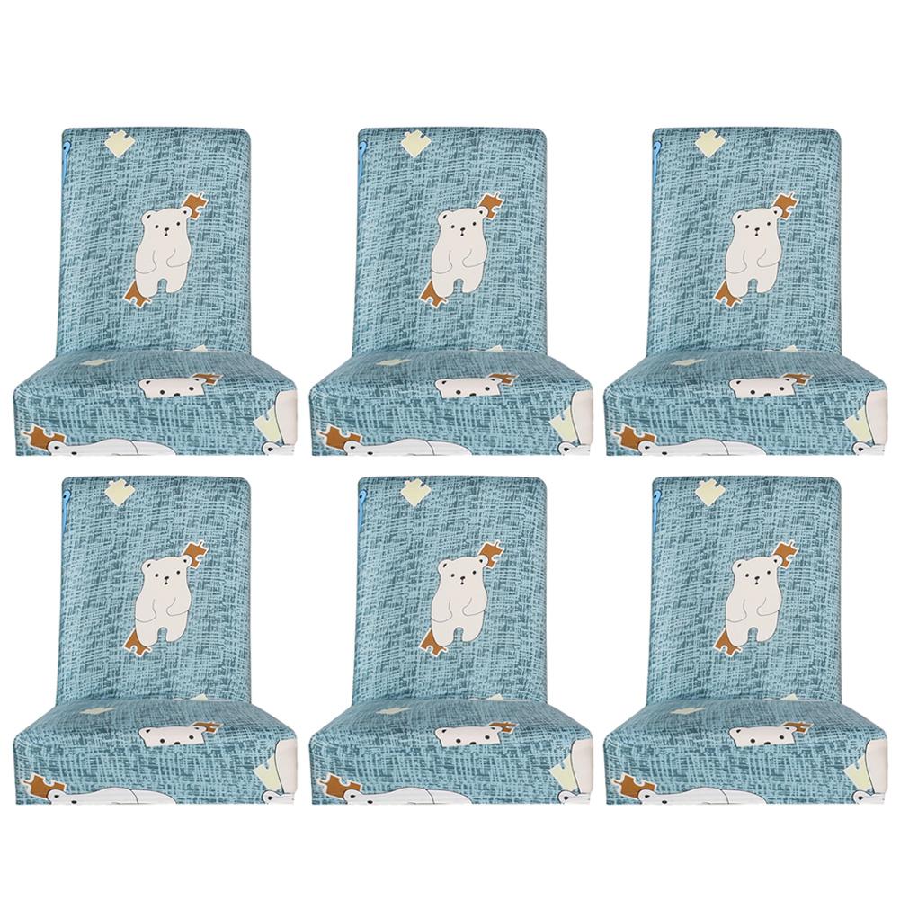 

6pcs Cartoon Bear Print Stretch Chair Cover Restaurant Elastic Seat Covers, 501 Original